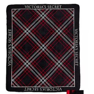 Victoria's Secret Black Red and White Plaid Throw